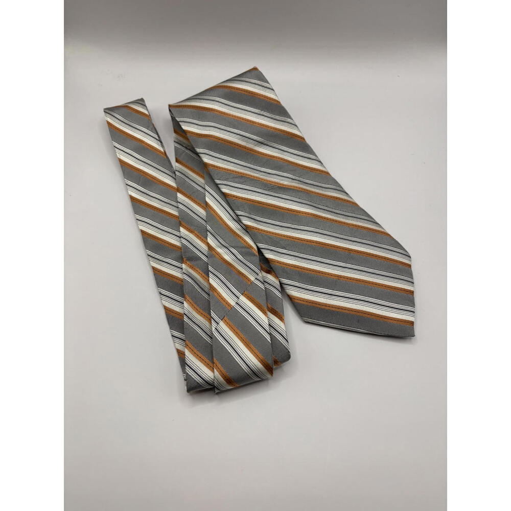CALVIN KLEIN Stripe Tie SILK GREY/ORANGE